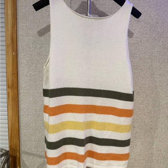 Striped Knit Tank Top in Cream, Orange, and Green - Picture 3 of 4